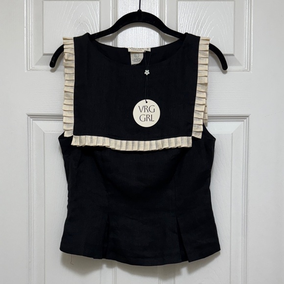 NWT VRG GRL Indra Linen Top in Black - Picture 9 of 14